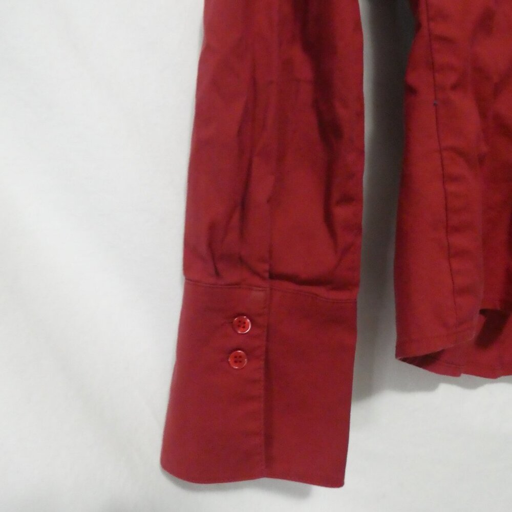 SMART SET | small | Elegant Red Long Sleeve Button-Up Shirt - Picture 13 of 16